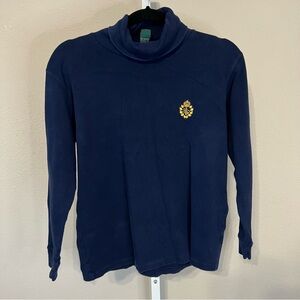 Lauren Ralph Lauren Navy Cowl Neck Sweater with Gold Emblem
